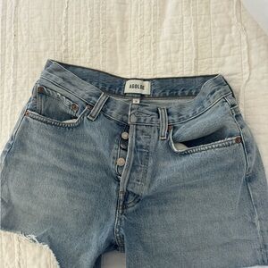 AGOLDE high rise denim cutoff shorts in size 25